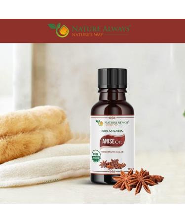 USDA Certified 100% Organic Anise Essential Oil - Aromatherapy Therapeutic Grade Skincare & Haircare Benefits - 2 Oz with Dropper - Buy Online on GoSupps.com
