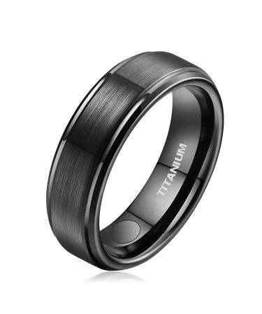 JEROOT Titanium Magnetic Rings for Men Women Step Edge Sleek Design Magnetic Rings 2 Strong Magnets with Jewelry Gift Box Black 5mm S 1/2(3500 Gauss) Black-5mm X 1/2