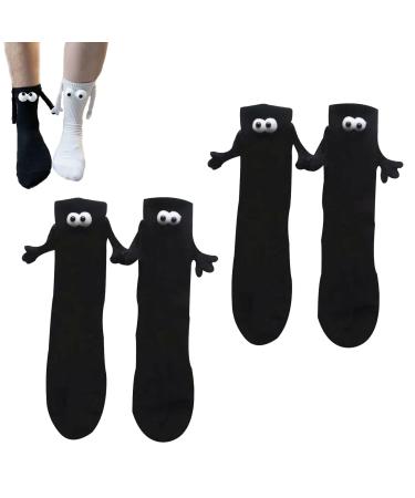 Kunmmul Funny Magnetic Suction 3D Doll Couple Socks Couple Holding Hands Socks Unisex Funny Socks One Size 2 Pairs Black