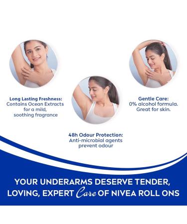 NIVEA Protect & Care Alcohol-Free Roll-On Deodorant - 48H Anti-Perspirant Protection (Pack of 3) - 0.57 Fl Oz Each - Buy Online on GoSupps.com