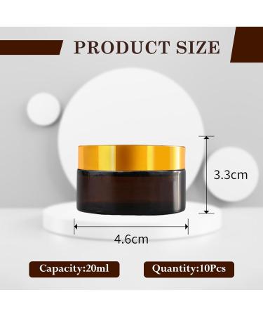 SUQURTOM 10-Pack 20ml Amber Glass Cosmetic Containers - Refillable Cream Lotion & Essential Oil Bottles - Buy Online on GoSupps.com