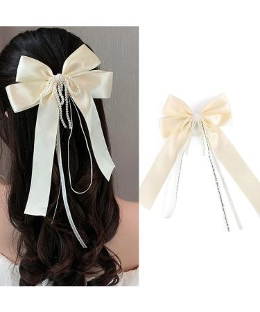 Bohend large hair loop loop hair clip with long loop rhinestone hair cling party hair accessories for women and girls (beige)