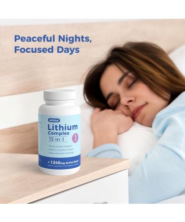 AiVital Lithium Orotate 5mg 13-in-1 Lithium Supplement with Magnesium Glycinate L-theanine & DHA for Daily Balance Focus & Clarity Low-Dose Formula Non-GMO Gluten Free Vegan 120 Capsules - Buy Online on GoSupps.com