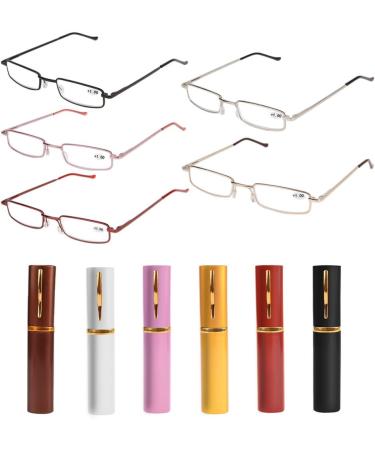 Lightweight Metal Feather Hinges Reading Glasses for Men & Women - Mini Clear Visual Aid with Case (Silver Strength 1.50) - Buy Online on GoSupps.com