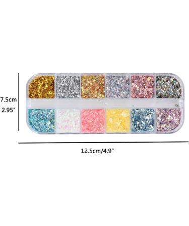 12 Grid Nail Art Foil Flakes & Glitter - Holographic Gold Silver Confetti for DIY Decoration - Buy Online on GoSupps.com