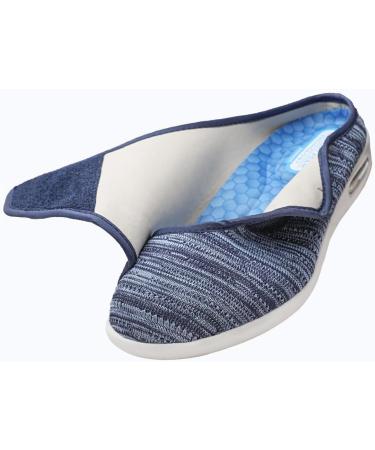 Men's Adjustable Diabetic Slippers - Wide Walking Edema Shoes for Comfort | Easy Close Orthopedic Slippers for Seniors - Size 12 Black Gray - Buy Online on GoSupps.com