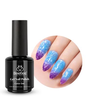 beetles Gel Polish 15mL Midnight Purple Dark Purple Blue Glitter Purple Color Changing Temperature Change Gel Manicure Diy Nail Art Gel Soak Off UV LED Nail Lamp Nail
