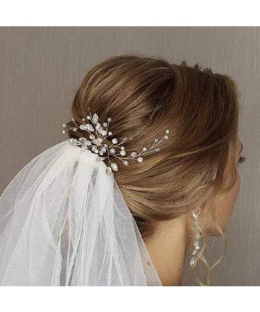 Ushiny Crystal Hair Pins - Silver Rhinestone Bridal Headpiece & Pearl Hair Accessories for Women & Girls - Buy Online on GoSupps.com