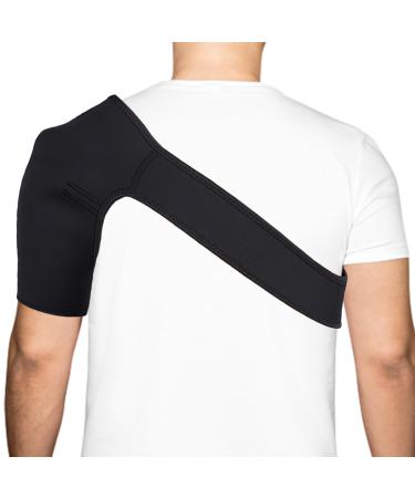 HOAAIGO adjustable shoulder brace shoulder support shoulder bandage shoulder stability bandage shoulder support strap shoulder support bandage for men and women (black) (left)