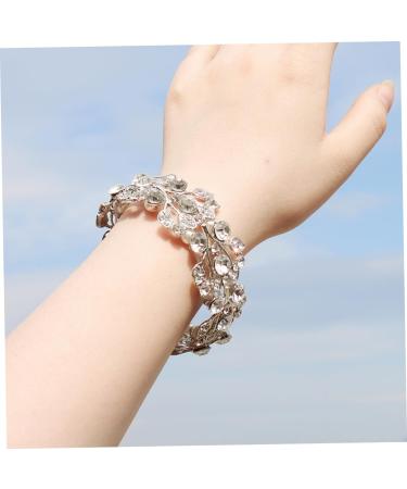 Solustre Pearl Stretch Bracelet - Pearl Anniversary Gifts Wedding & Bridal Tennis Bracelets for Women - Diamond & Crystal Bird Design 6.5*3cm Silver - Buy Online on GoSupps.com