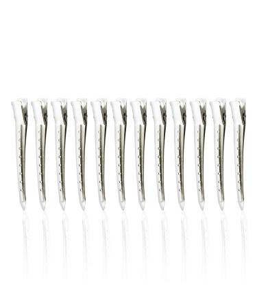 Vanyibro 24 Pieces Duck Bill Silver Curl Clips 3.5 Inches Metal Section Clips for Hair Extensions Alligator Hair Clips