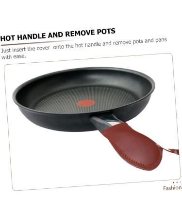 Zerodeko 1pc Frying Pan Handle Cover Oven Glove Oven Mittens Rubber Pot Handle Camping Cookware Hot Pot Grip Camping Griddle Hot Handle Oven Mitts Skillet Handle Covers Wok Leather Sleeve - Buy Online on GoSupps.com