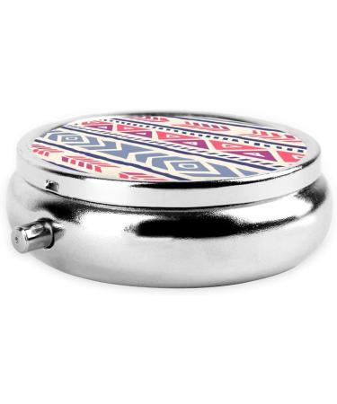 Plain Geometric Floral Pattern Round Pill Box | 3 Compartment Organizer | Portable Travel Pill Box for International Shipping - Buy Online on GoSupps.com