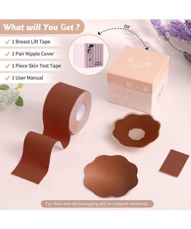 XL Breast Lift Tape for Large Breasts | Breathable Boobytape with Reusable Nipplecover | Adhesive Bra for Athletic Support | Brown - Buy Online on GoSupps.com
