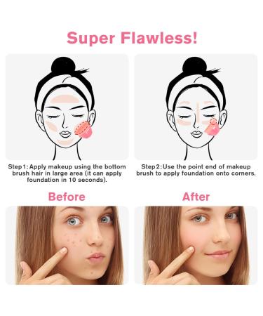 Auauy Foundation Brush - Flat Seamless Makeup Brush with Storage Box | Portable Blush Brush in Rose - Ideal for Liquid Foundation & Seamless Application - Buy Online on GoSupps.com