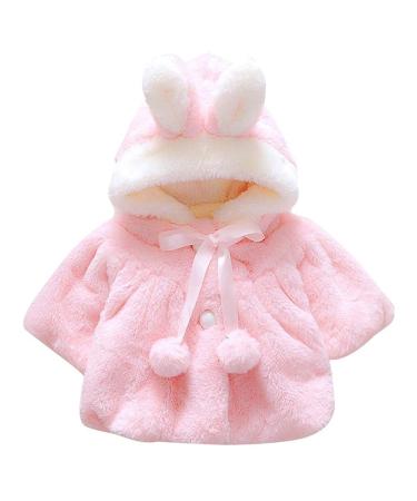 Newborn Infant Baby Girl Faux Fur Warm Winter Hooded Cape Cloak Hoodie Coat Jacket Thick Warm Clothes Cardigan Outwear 0 36 M 18-24 Months Pink - Buy Online on GoSupps.com