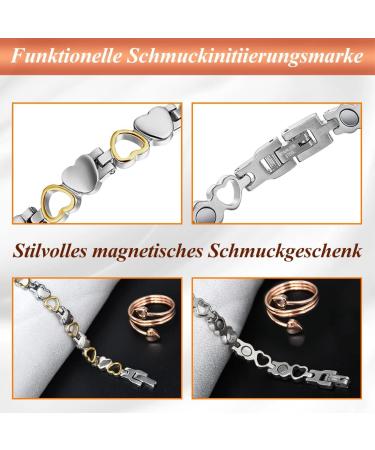 Vicmag Magnetic Therapy Bracelet for Women - Titanium Steel Arthritis Pain Relief - Healing Gift in Silver & Gold Love Design - Buy Online on GoSupps.com