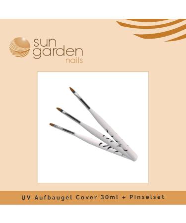 Sun Garden Nails UV Builder Gel Cover 30ml & 3-Piece Brush Set - Premium Nail Art Supplies for Professional Results - Buy Online on GoSupps.com