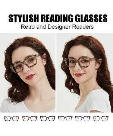 JiSoo Oversized Blue Light Reading Glasses for Women - Fashionable Demi Grey 1.75x Blue Light Blocking - Buy Online on GoSupps.com