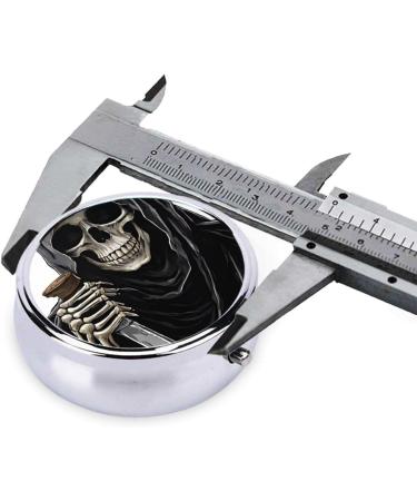 Grim Reaper Round Pill Box - 3 Compartment Decorative Mini Travel Organizer for Vitamins & Medicine - Buy Online on GoSupps.com