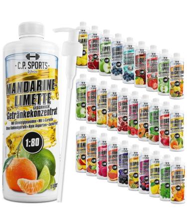 C.P.Sports beverage syrup for mineral drink i syrup sugar-free for vital drink mandarine lemon with vitamins i beverage concentrate for mixing with water for sports drink i 1 liter + pump donor Mandarine-Lemon 1 L (1 Pack)