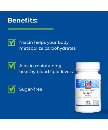 Rite Aid Niacin 100mg - Vitamin B3 Supplement 100 Tablets - Buy Online on GoSupps.com