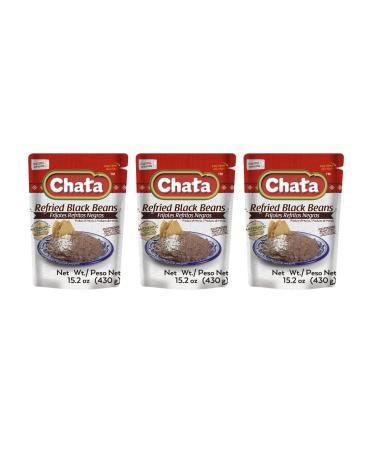 Chata Refried Black Beans | Practical + Delicious | Ready-to-Eat | Authentic Mexican Flavor | 15.2 Ounce (Pack of 3) Black 15.2 Ounce (Pack of 3)