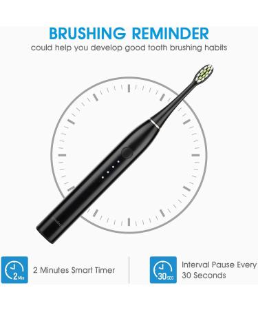 NC Sonic Electric Toothbrush - Powerful Rechargeable Waterproof Toothbrush for Adults & Kids with 2 Brush Heads - Black - Buy Online on GoSupps.com