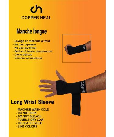 COPPER HEAL Long Wrist Brace - Adjustable Compression Sleeve for Carpal Tunnel Relief - Support for Right & Left Hands - Night Support & Recovery - Black - Buy Online on GoSupps.com