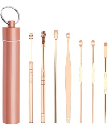 U-M 1 Set Ear Cleaning Set Ear Care Tool Portable Excellent Workmanship Stainless Steel Home Ear Wax Remover for Daily Life Rose Gold Nice as shown