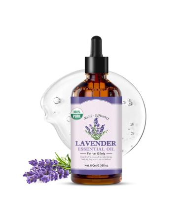 Lavender Essential Oil Natural Lavender Oil for Hair & Body Essential Oils with Glass Dropper Hydrate & Nourish Skin & Hair Aromatherapy Massage Oil Daily Care Moisturizer for Women & Men