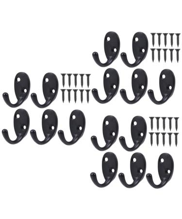 Alipis 15 Pcs Towel Hooks Wall Hanging Hooks Wall Hook Wall-Mounted Hanging Hook Porch Clothes Hook 4.5X4cmx3pcs Blackx3pcs