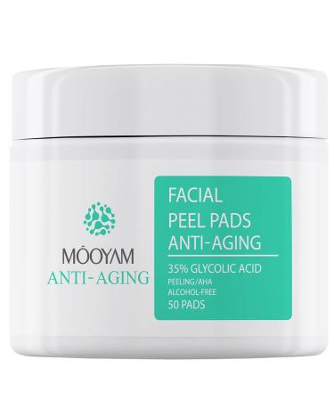 Glycolic Acid Resurfacing Pads 35% for Face and Body- Exfoliating Facial Peel with Vitamins B5 C & E Green Tea - Glycolic Acid Face Wash for Cleansing Peeling 50 Pads