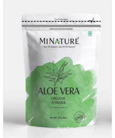 100% Organic Aloe Vera Powder USDA Certified by mi nature - 8 OZ / 227 g / 1/2 lb | Aloe Barbadensis | Vegan | Non GMO