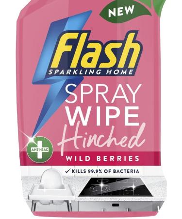 Flash Sparkling Home Spray Wipe&Done Hinched Antibacterial Multi-Surface Cleaner 800ml Wild Berries Scent + for You: Cleaning Cloth + Scourer sponge + Organza Small Bag - Buy Online on GoSupps.com