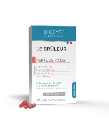 BIOCYTE Le Brûleur Slimming Weight Loss - Helps Control Weight, Fat Burning - Green Tea, L-Carnitine, Vitamin B5, AAKG - Ultra Concentrated Formula - 60 Capsules - 20 Day Program