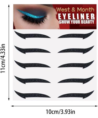 Glitter Eyeliner Stickers | Sparkle Instant -Adhesive Eyeliner Stencil 5 Pairs Makeup Eyeliner Stickers Sticker Eyeliner for Eye Makeup Tool Eyeliner Tool Black (Five Pairs) - Buy Online on GoSupps.com