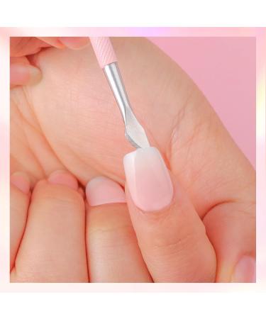 Makartt Cuticle Pusher Cuticle Remover Dual Ended Stainless Steel Nail Cleaner Tool Gel Nail Polish Remover Manicure Pedicure Tool Pink 02 - Buy Online on GoSupps.com