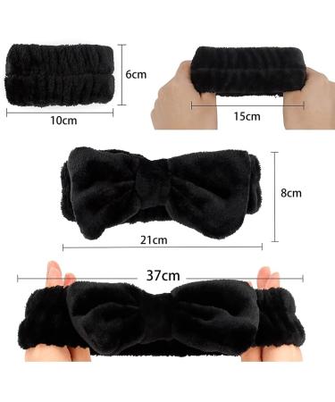 3 Pieces Womens Headband Soft Bowtie Facial Makeup Elastic Wrist Fluffy Hair Spa Headband Wrist Washband Set for Women Girls Shower - Buy Online on GoSupps.com