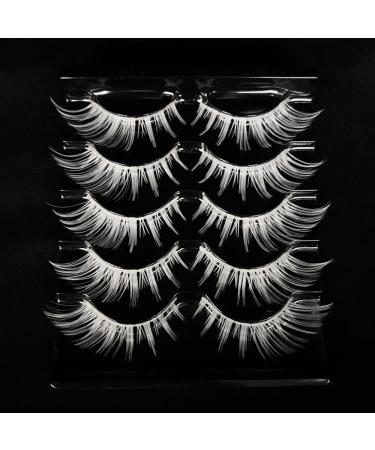 Buy White Cat Eye Wispy Spiky False Eyelashes | 5 Pairs | Natural Anime Cosplay & Halloween Lashes - MQ15 - Buy Online on GoSupps.com