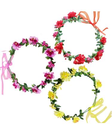 3 PCS Flower Crown Set - Perfect for Girls, Women, and Flower Girls | Wedding, Bridal, Baby Shower Accessories - Buy Online on GoSupps.com