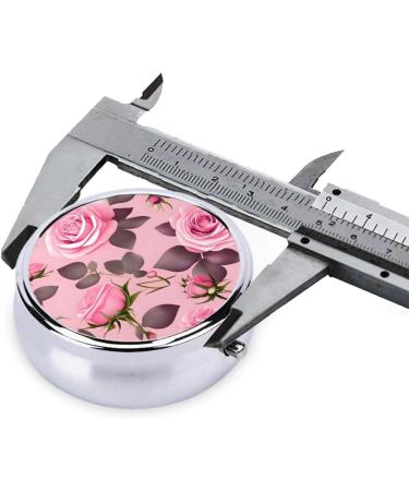 Pretty Pink Roses Round Pill Box - 3 Compartment Organizer & Portable Travel Pill Case | Perfect for Traveling - Buy Online on GoSupps.com