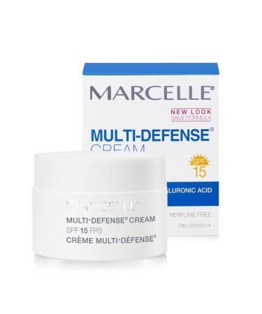 Marcelle Multi-Defense Cream SPF 15 Moisturizing & Smoothing with Hyaluronic Acid & Vitamins A and E Cruelty-Free Hypoallergenic Non-Comedogenic Fragrance-Free 50 mL