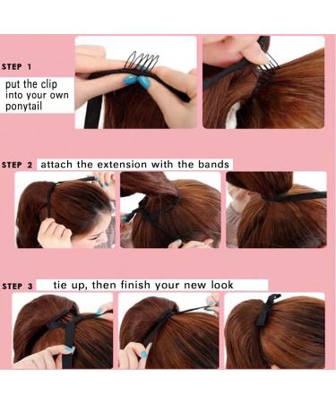 Iluu Ponytail Extensions | Curly Natural Synthetic Hair Clips | 50.8 cm | Brown/Blonde 27A/613 | International Shipping Available - Buy Online on GoSupps.com