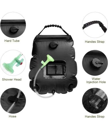 WEIYII Solar Shower Bag 5 Gallons/20L Portable Camping Shower | Hot Water 45C | Switchable Shower Head for Beach, Swimming, Hiking | Black - Buy Online on GoSupps.com