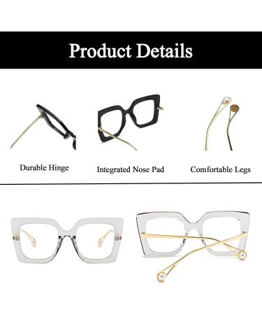 LJCZKA Oversized Blue Light Blocking Glasses for Men & Women | Anti Eyestrain Thick Frame Clear Computer Eyewear - Buy Online on GoSupps.com