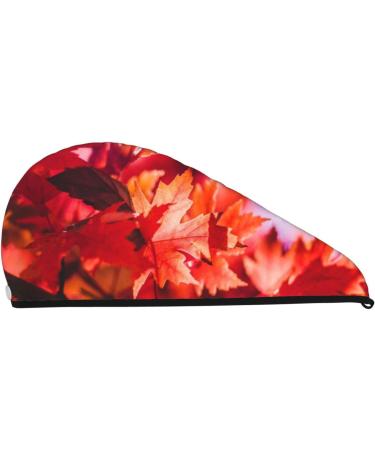 Autumn Maple Leaves Microfiber Hair Towel - Super Absorbent Coral Velvet Wrap for Long Curly & Thick Hair - Quick Dry for Women - Buy Online on GoSupps.com
