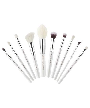 Buy Jessup 10-Piece Professional Makeup Brush Set - Pink & White/Silver | Essential Beauty Tools for Flawless Makeup Application - International Shipping Available - Buy Online on GoSupps.com