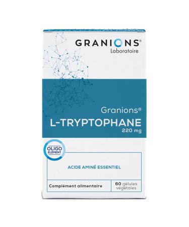 L-Tryptophan GRANIONS | Serotonin Dietary Supplement | L-Tryptophan 220mg with Vitamin B6 + Magnesium | Mood and Sleep Regulation | Hunger Supplement | Made in France | 60 Capsules