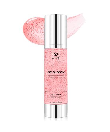 QAH Be Glossy Pink Peptide Body Serum with Oil Beads Lightweight Smoothing Body Serum for Dry & Dull Skin | Glassy Glow Finish with LIFTONIN Hyaluronic Acid & Botanicals 3.38 fl. oz.
